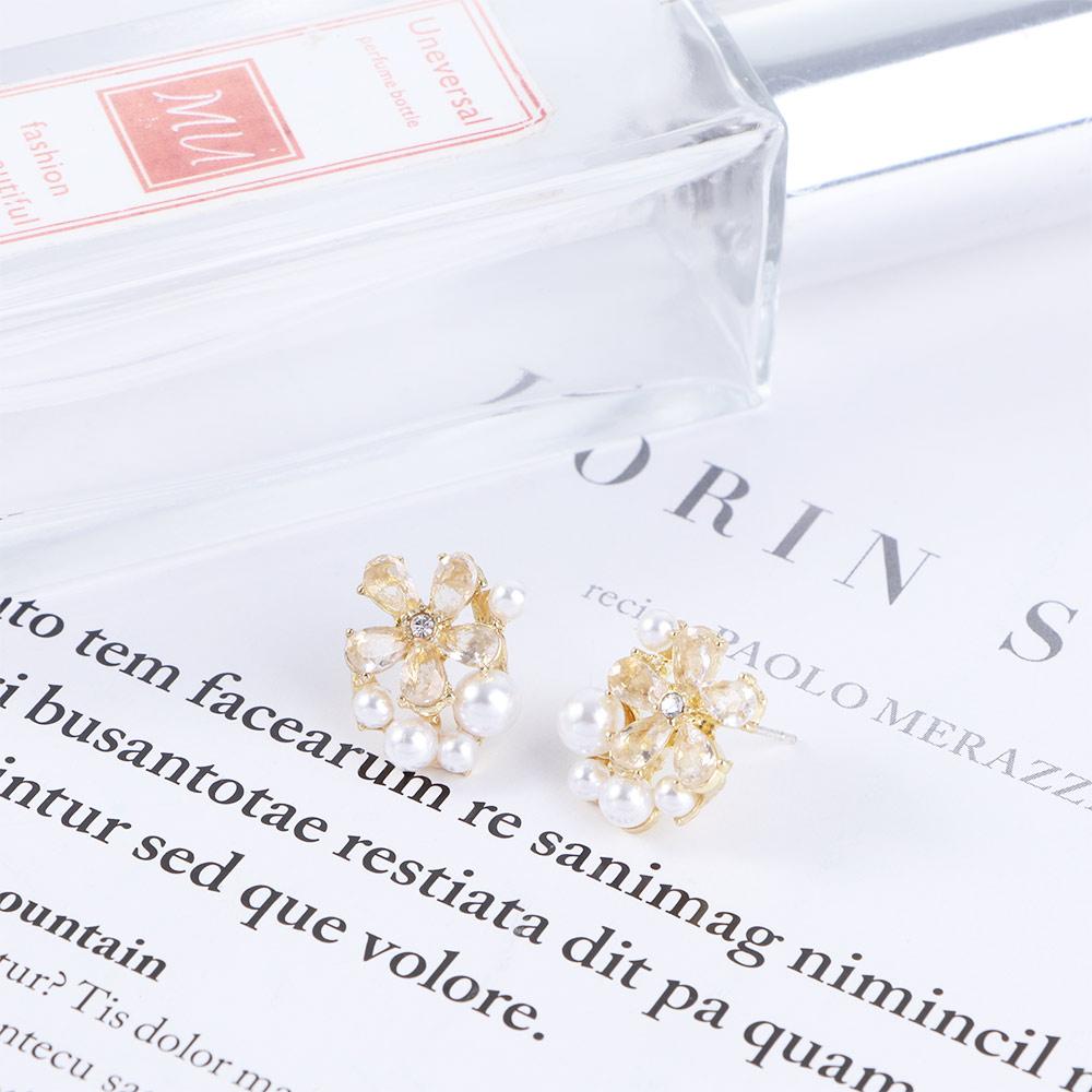 Цветочные мини-жемчужины Простые элегантные модные украшения Серьги-цветы Серьги-гвоздики с жемчугом