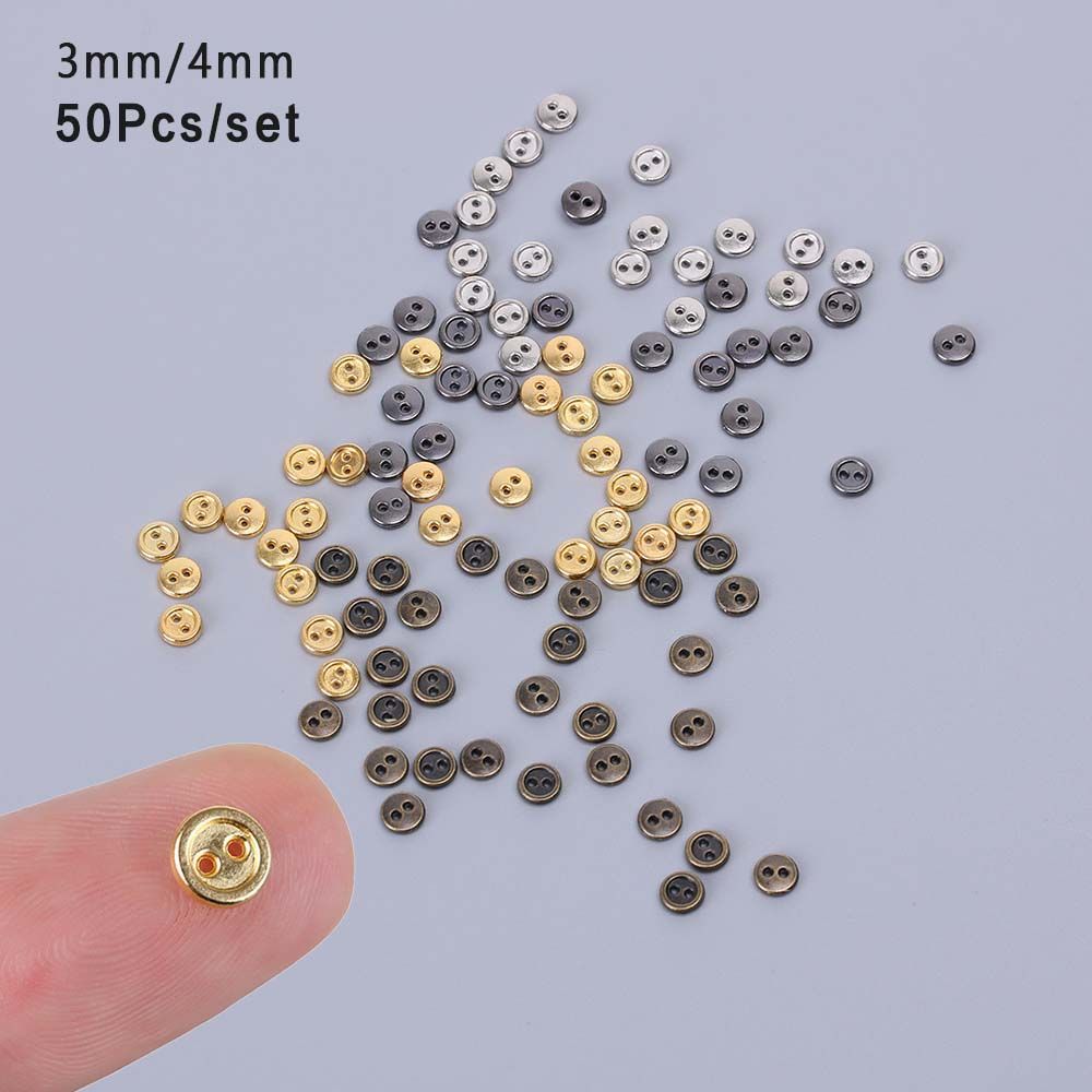 3/4mm 50pcs Metal Handmade Clothing Fabric Sewing Buttons Apparel Sewing Doll Button Round Buttons