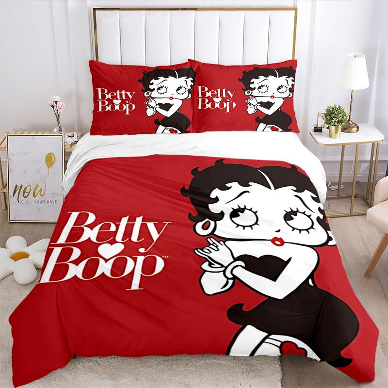 Betty Boop Heart Tattoo Print 3Pcs Bedding Setduvet Cover With 2 Bedropillowcase Home Birthday Gift