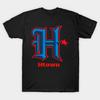 Мужская черная футболка с принтом Хьюстон Htown The H Hustle Town Хьюстон Техас 713 Печать на термотрансферной бумаге без вырезания Хлопковая футболка