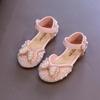Girls Sandals Fashion Princess Shoes Spring Summer Bling Pearl Sequins Flat Sandals Simple Children Shoes Party Wedding I03201