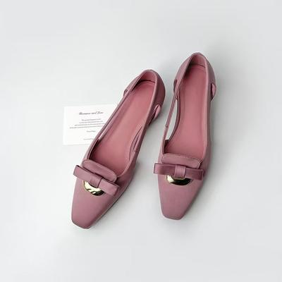 Версия из овчины ретро элегантные туфли-босоножки с бантом и вырезами женские туфли на низком каблуке с вырезами и маленьким квадратным носком