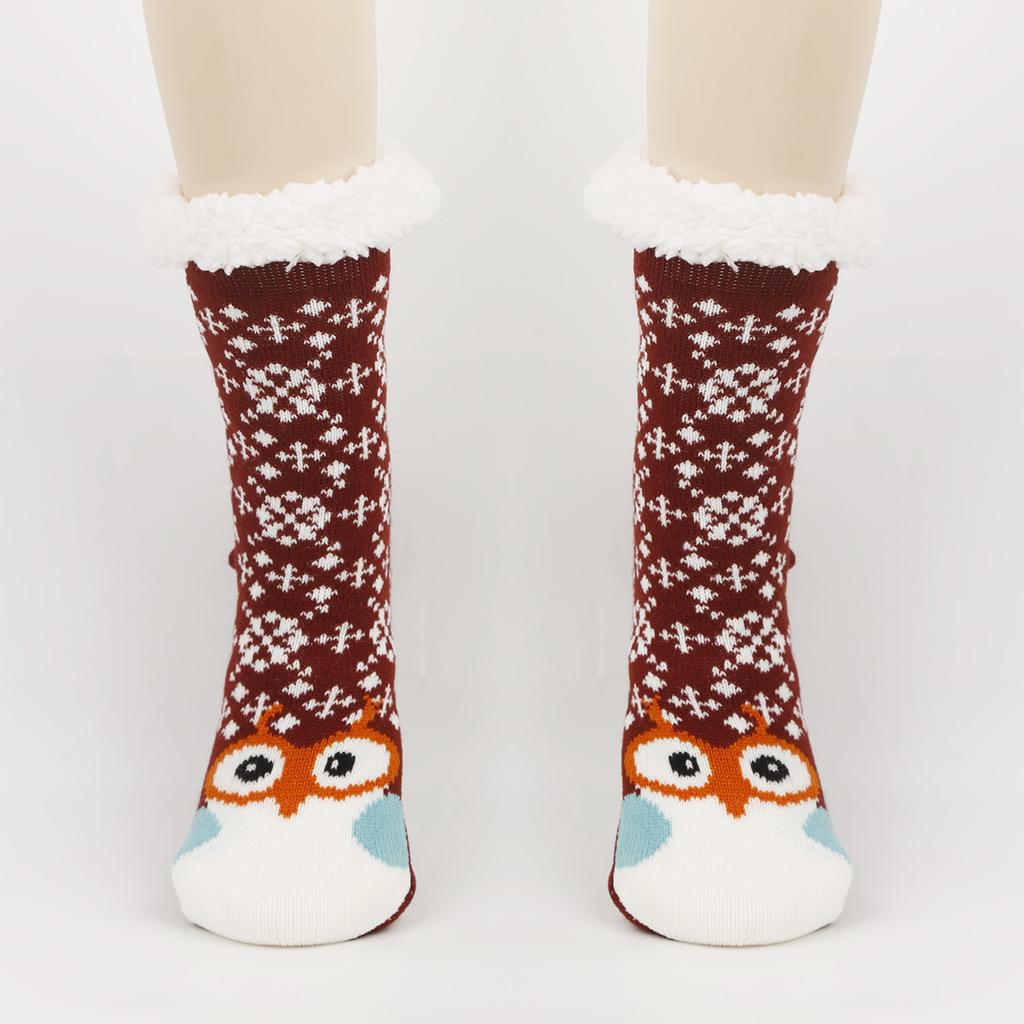 Женские носки для пола, Теплые и Толстые Мультяшные Животные Холодостойкие Петлевые Носки для Сна
