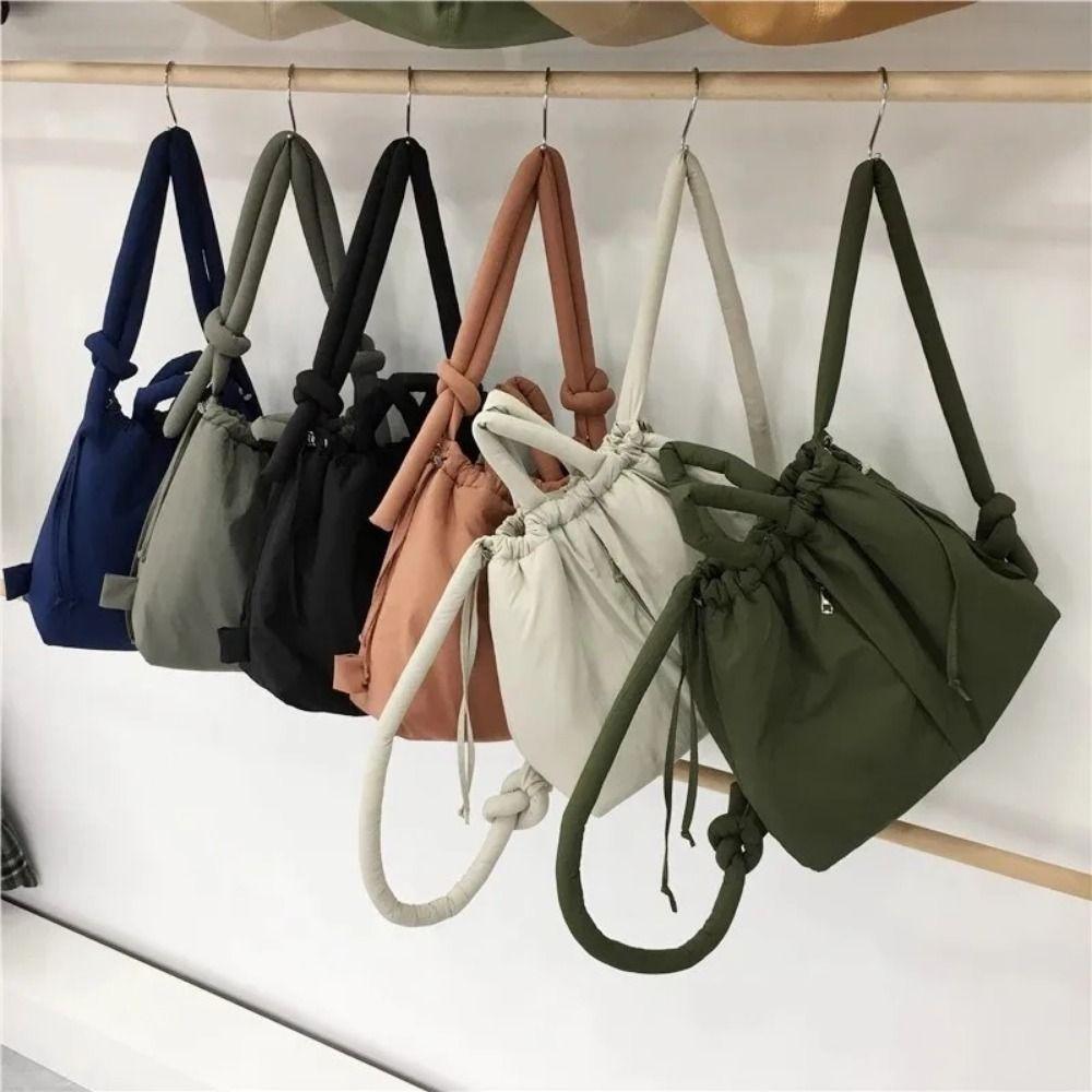 Casual Soft Nylon Padded Tote Bag Large Capacity Quilted Women's Handbags Puffy Lightweight Crossbody Bags Shopping