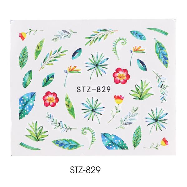 Водная наклейка для ногтей и наклейка с цветком, листом, деревом, зеленый простой летний слайдер для маникюра, дизайн ногтей, водяные знаки, советы