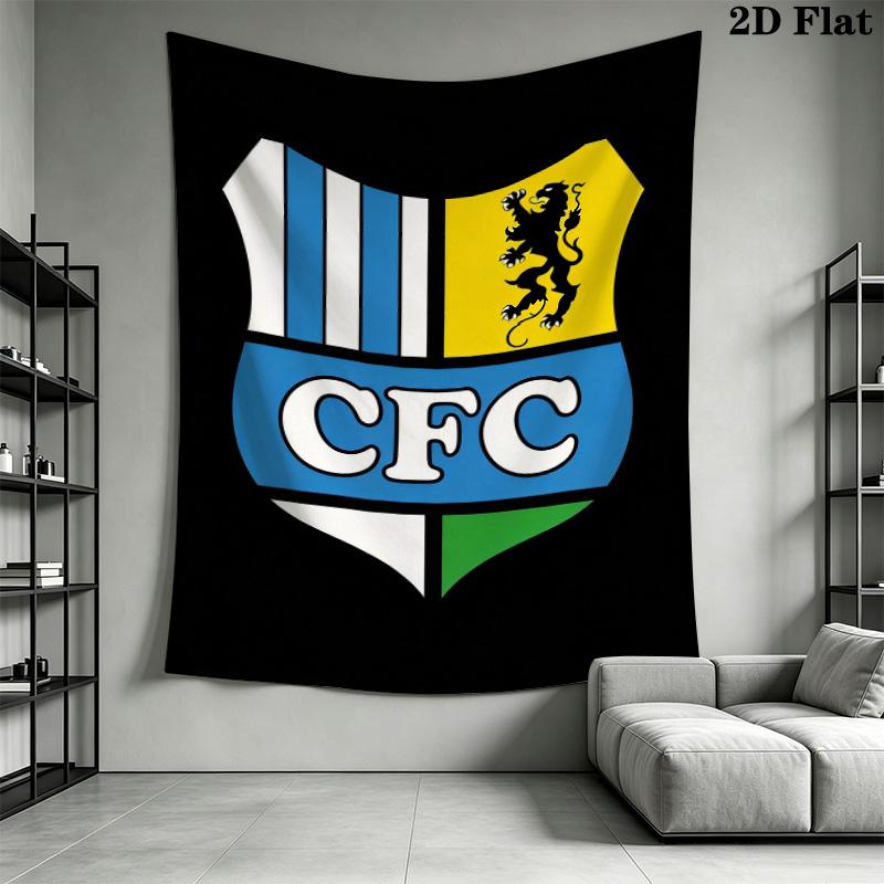 CFC Chemnitzer FC Dynamic Crest Tapestry Blue Light Wall Hanging Football Club Banner For Game Room Bedroom Decor