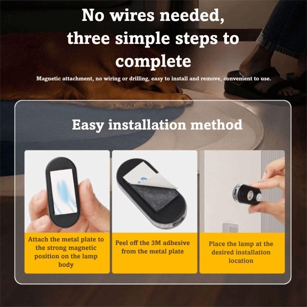 Type-c Motion Sensor Night Light Auto Brightness Energy-Saving Rechargeable Night Light Wireless Magnetic Attraction