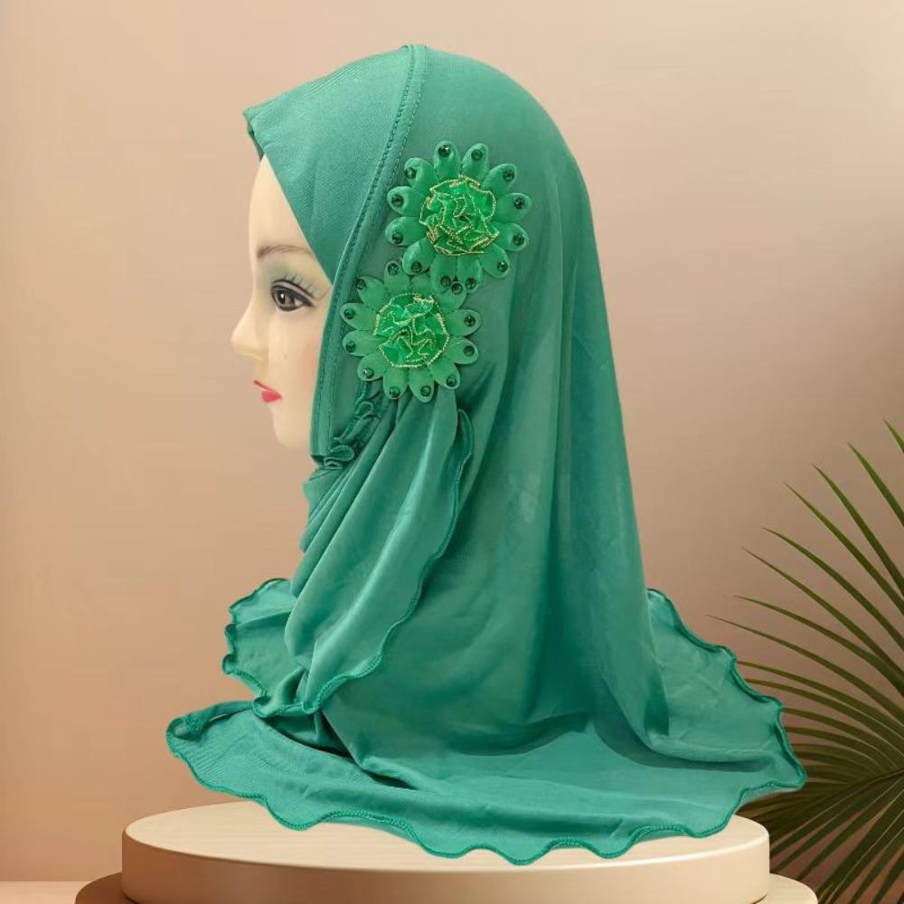 Эластичные детские хиджабы 50 см Исламские шарфы шали Девочки Мусульманский хиджаб Молитвенная шапочка Для девочек от 2 до 7 лет