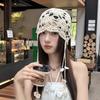 Fashionable Flower Hollowed Out Hat Spring and Summer Thin Knit Hat Fashionable Sun Hat Four Season Hair Hood