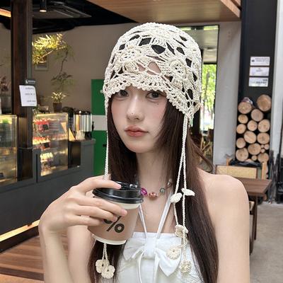 Модная шляпа с ажурным цветочным узором, тонкая вязаная шапка на весну и лето, модная шляпа от солнца, всесезонный капюшон для волос