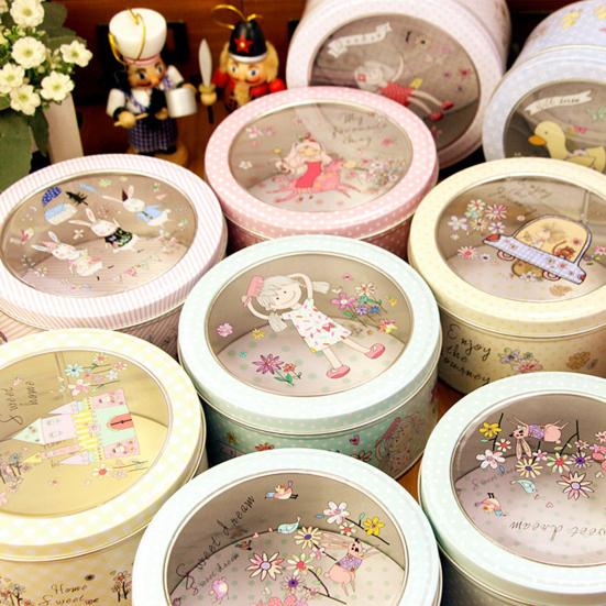 Tinplate Box Food Grade Convenient To Storage Tiny Decorative Round Case Home Decor