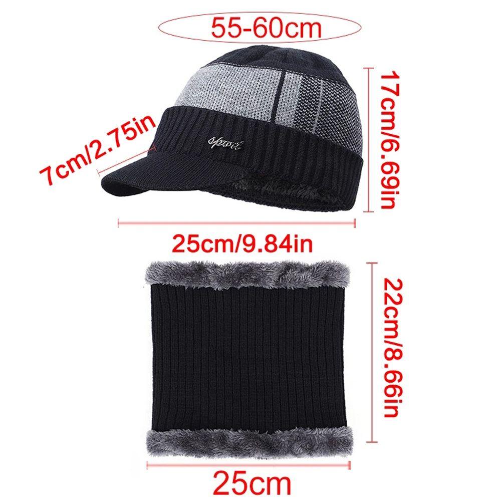 Plush Warm Solid Color Fashion Design Women Face Cap Korean Style Hat With Scarf Men Knitted Beanie