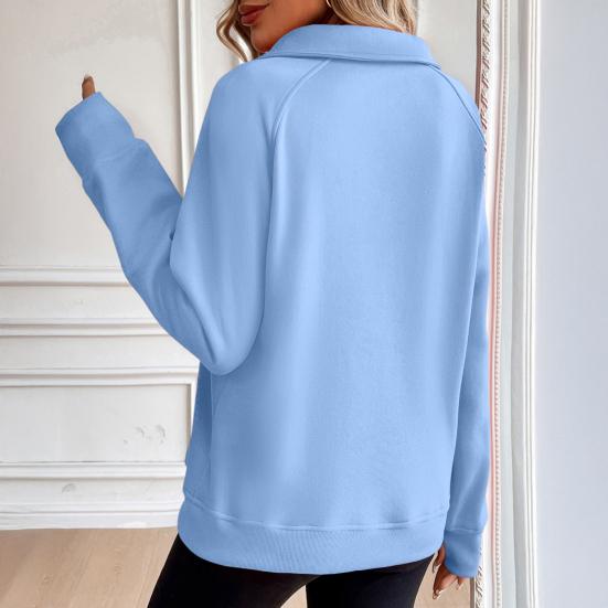 Women's Sweatshirts Half Zip Long Sleeve Lapel Sweater Casual Pullover Top with Pocket Autumn Loose Clothes