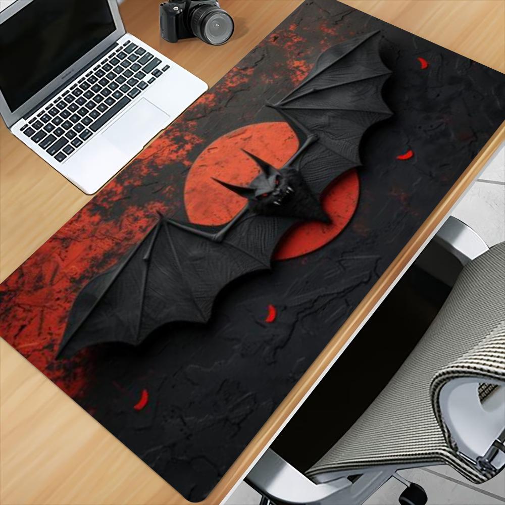 Dark Red Bat Pattern Large Gaming Mouse Pad Non Slip Rubber Desk Mat Keyboard Mat For Pc Laptop Office Home Gamer Setup