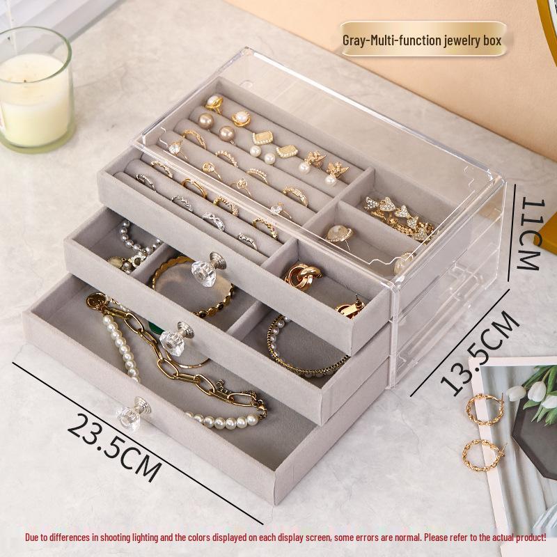 Бархатная многослойная шкатулка для украшений для серег, ожерелий и колец - Большая вместимость, высококлассное выставочное хранение