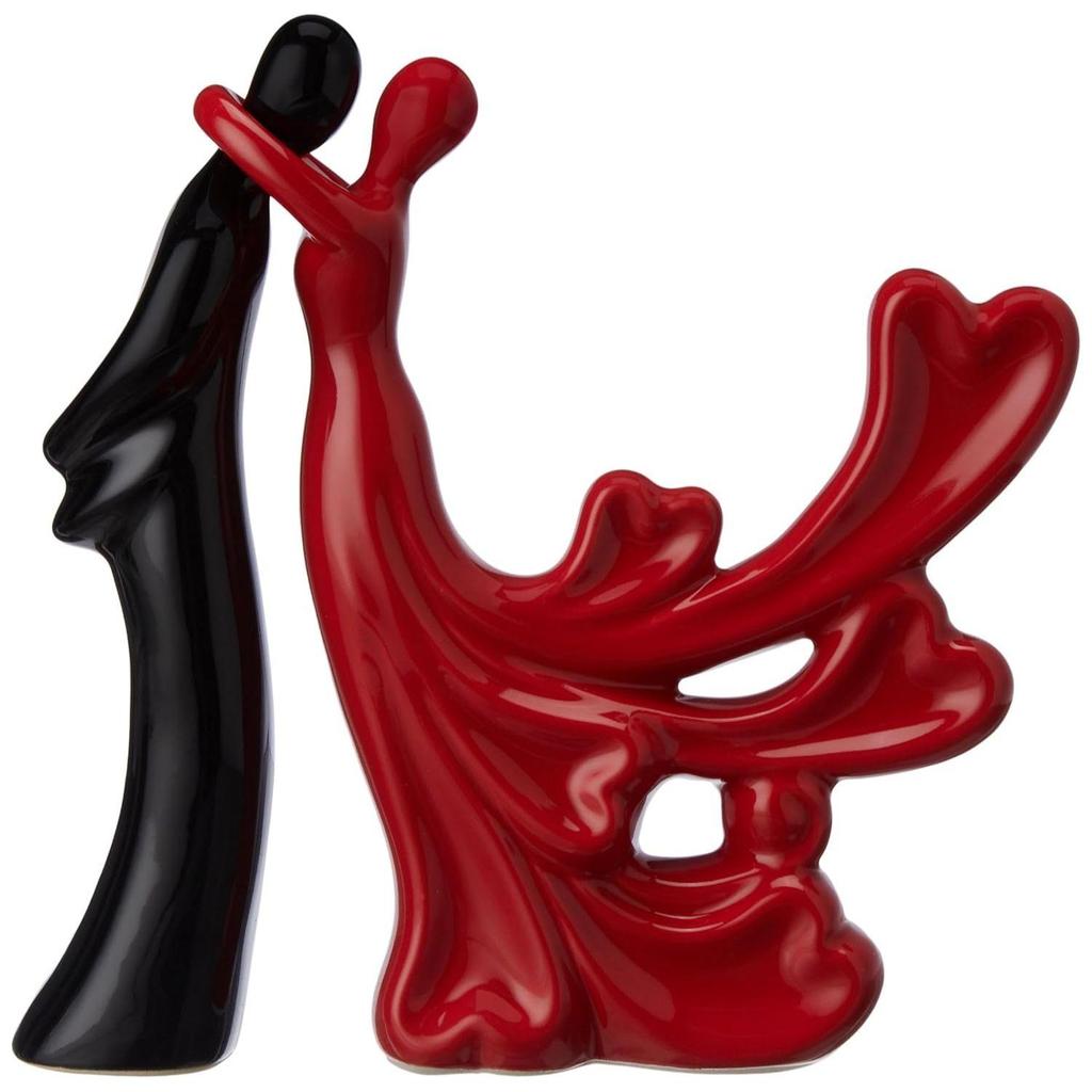Страстная влюбленная обнимающаяся пара фигурка | Красивая керамическая статуэтка для домашнего декора (Набор из 2 шт., красный и черный)