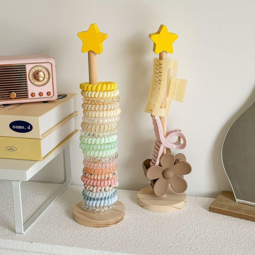 Дофаминовый держатель для петель для волос Деревянная подставка для демонстрации зажимов для волос Прочная стойка для хранения резинок для волос