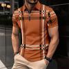 Мужская летняя рубашка на молнии с лацканами в клетку в полоску с принтом Slim Fit пуловер с короткими рукавами средней длины мягкий дышащий мужской деловой топ