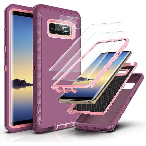 YmhxcY Case Compatible with Galaxy Note 8,Drop 3 Layer Durable Cover (No Screen Protector) Solid Rubber Case / 16ft Test Clear Case-Transparent
