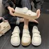 Модные весенне-осенние новые модные и удобные кроссовки на толстой подошве на липучке белого цвета