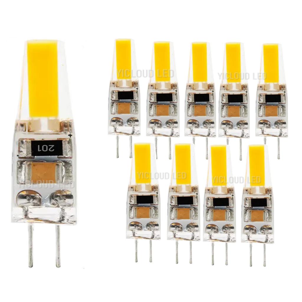 10 шт. Мини светодиодная лампа G4 COB Свет AC DC 12V/220V Теплый/Холодный Белый Угол луча 360° Люстра Спот Замена 20/40 Вт Галогенной лампы