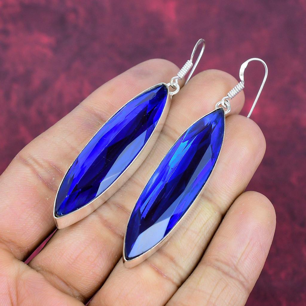 Серьги ручной работы с драгоценными камнями танзанит, серьги из цельного серебра 925 пробы, антикварные ювелирные изделия, серьги для подарка на помолвку