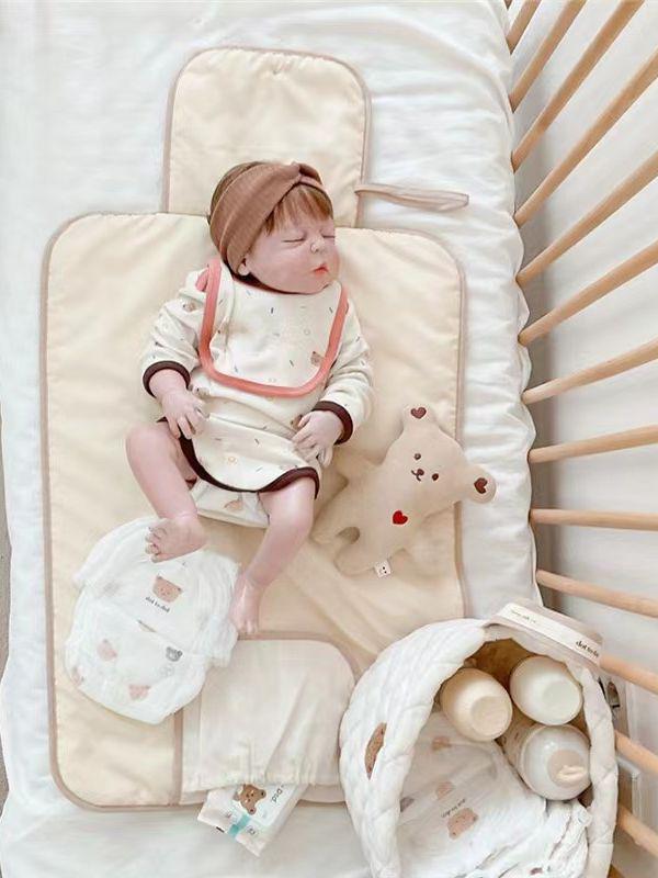 Корейский стеганый дышащий хлопок с вышивкой для новорожденных, водонепроницаемая пеленка и сумка