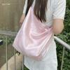 Large Capacity Satin Tote Bag Solid Color Lightweight Underarm Bag Cute Simple Shoulder Bag  Casual