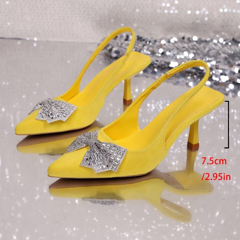 Весенне-летние новые туфли-лодочки на шпильке с острым носком для женщин, сексуальные босоножки со стразами на высоком каблуке с задним ремешком для женщин, угри.