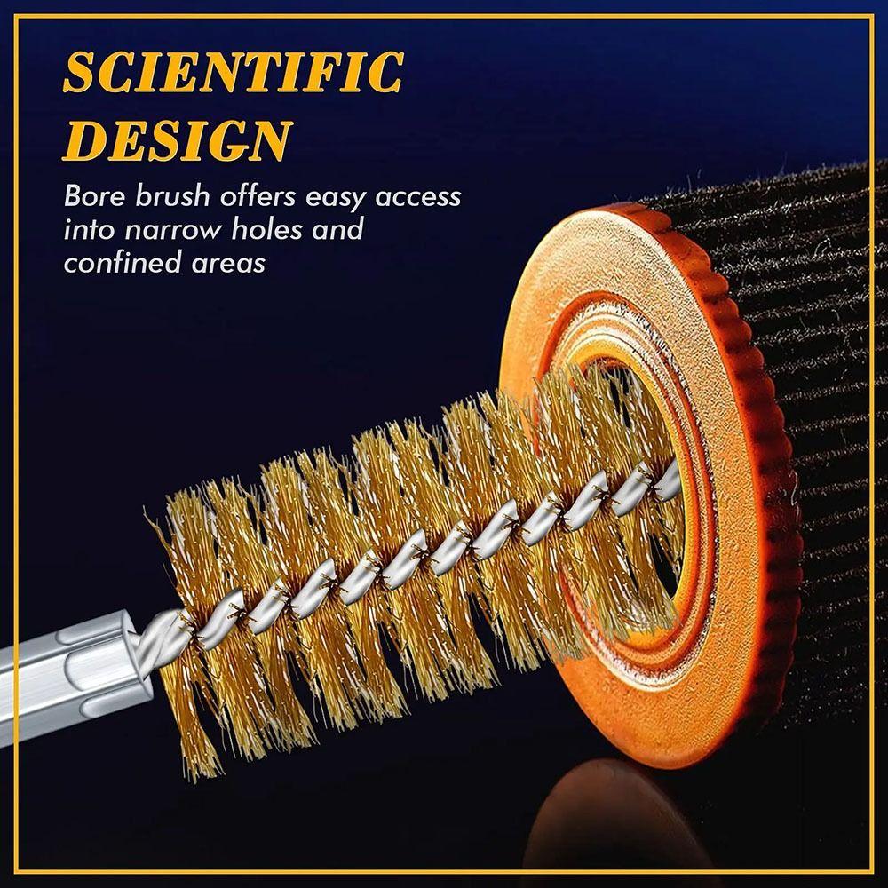 1/6 шт. со стальной щетиной и ручкой, щетка для чистки отверстий из нержавеющей стали для дрели, ударного шуруповерта