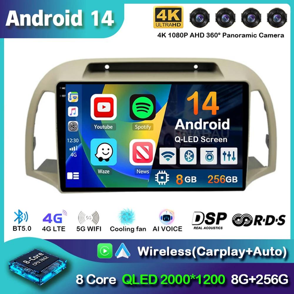 Android 14 Carplay Авто Автомагнитола Для Nissan March Micra K12 2002-2010 Навигация Авторадио Аудио Мультимедиа Видеоплеер Стерео