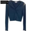 ADEAM Navy 40800 Lace X Knit Cardigan Tops XS NavyUsed