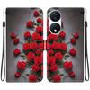 Чехол-книжка из искусственной кожи ручной работы для Honor X7b, противоскользящая противоударная крышка с ремешком на запястье и дизайнами в виде сердца/розы и кошки