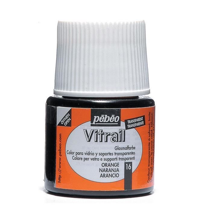 Peinture Vitrail - Pebeo - Orange - 45ml - Brillant - Transparent