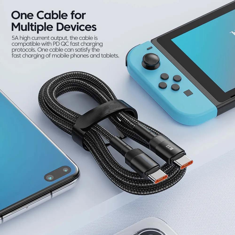 100W Type C To USB C Cable PD 3.0 Quick Charge 4.0 Fast Charging Type C To Type C for iPhone 15 Macbook Samsung Xiaomi