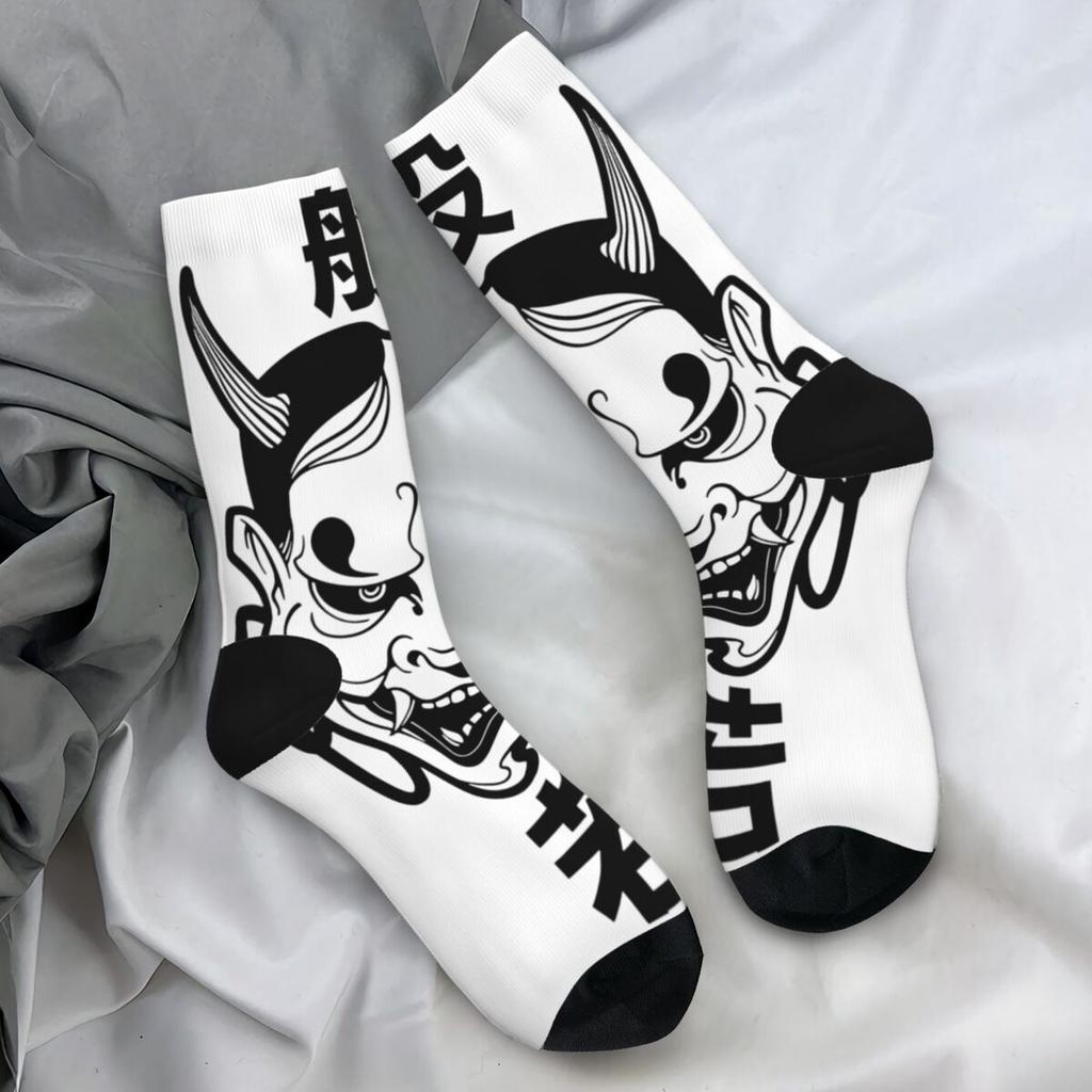Носки Hannya Mask, забавные носки ONI для женщин и мужчин, средние мягкие носки для скейтбординга, зимние носки с антибактериальным узором