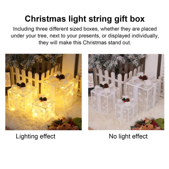 3 шт. рождественские светящиеся подарочные коробки с функцией памяти портативные работающие от батареек светящиеся подарочные коробки рождественские