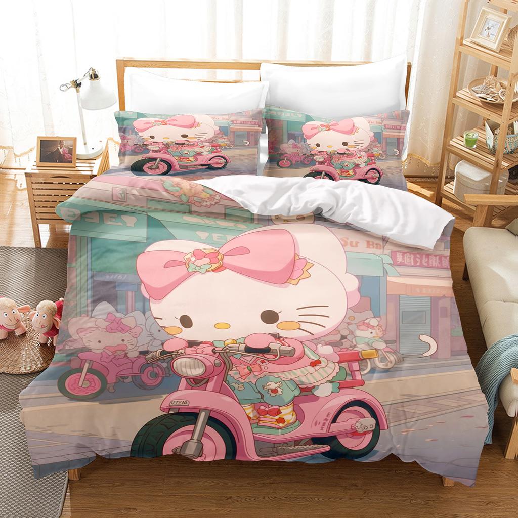 Hello Kitty Спальня Детский Комплект Постельного Белья Пододеяльник Комфорт Королева С Наволочкой Рождественские Подарки Дом