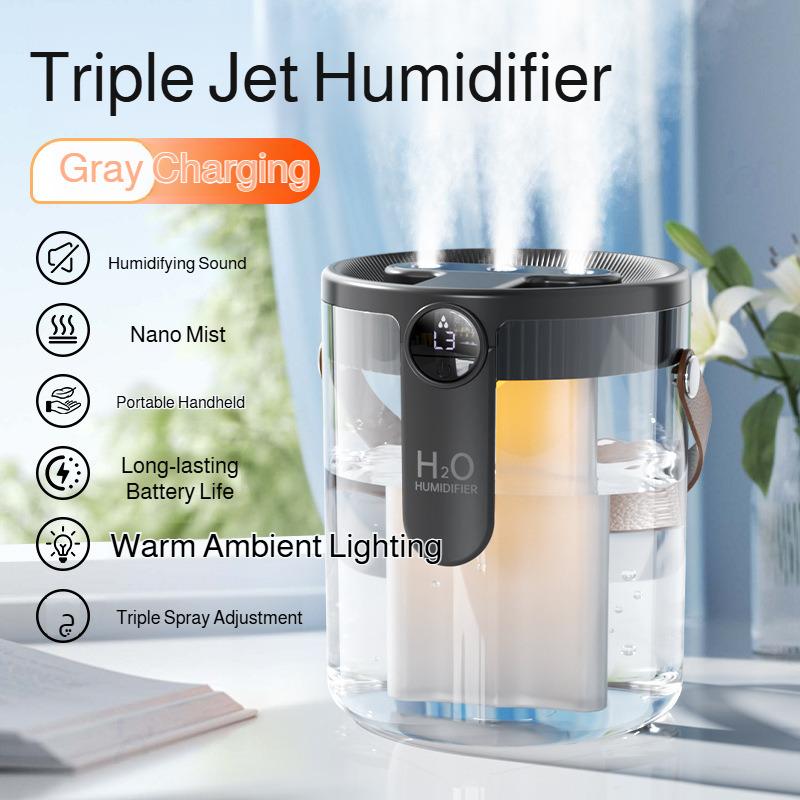 USB Small Humidifier With Three Sprays And Large Amount Of Mist/Mini Humidifier With Night Light For Bedroom Desktop Large Mist