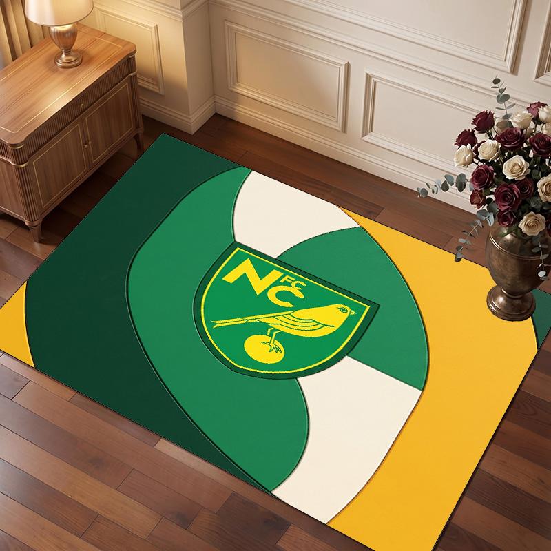 Norwich City Football Print Crystal Velvet Rug, Comfortable Water Absorbent Non Slip Indoor Floor Carpet