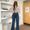 MODIQUE Осень Большие размеры Новые женские эластичные прямые брюки с высокой талией Полная длина Женские базовые повседневные свободные длинные джинсы Женские джинсовые брюки