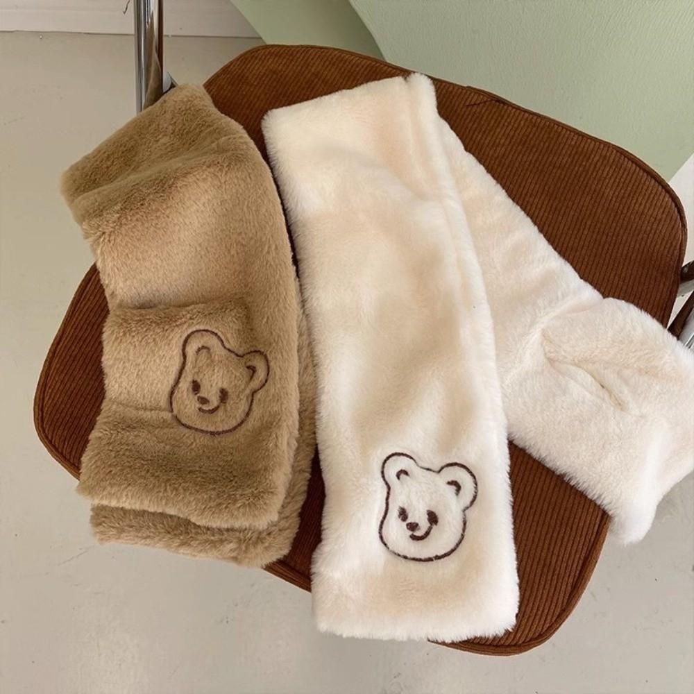 Cartoon Bear Winter Scarf Soft Neck Collar New Plush Scarf Women