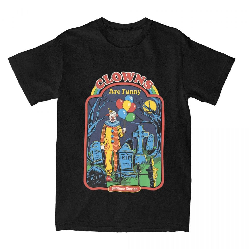 Ретро ужас клоун мужчины женщины футболка черный юмор одежда удивительные футболки футболки хлопок оригинальная одежда