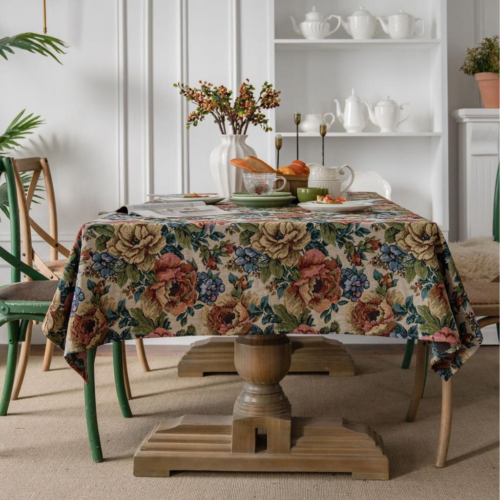 Miao Tablecloth Color Jacquard Tablecloth Double-Sided Pattern Thick Tablecloth Geometric Bohemian Style