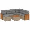 8 Piece Garden Sofa Set with Cushions Beige Poly Rattan