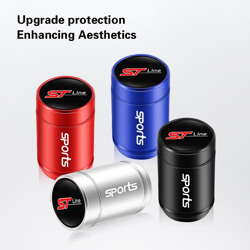 ZLKQ1 4pcs Metal Car Tire Valve Caps 3D Aluminum Alloy Stem Caps For Ford ST Line Explorer Transit Ranger Kuga F150 Fusion Taurus GHIA