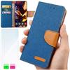 Etui Typu Portfel Do Xiaomi Redmi Note 15 Pro+ Plus 5G - Niebieski Pokrowiec Canvas + Szkło