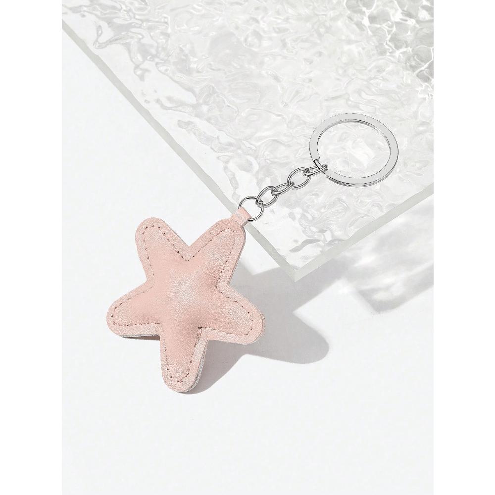 1pc Unisex Five-Pointed Star Keychain With PU & Padding Star Pendant Couple Gift Bag Decoration Hanging Ornament