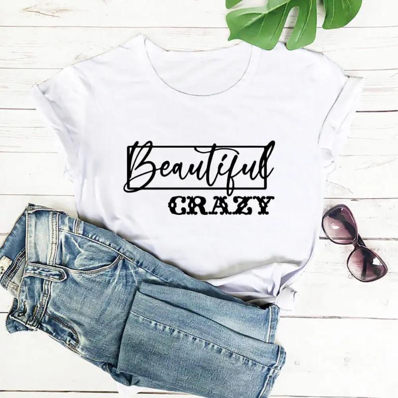 Beautiful Crazy Print Women Tshirt Women's Funny Summer Casual Short Sleeve Top Girls Weekend Shirt