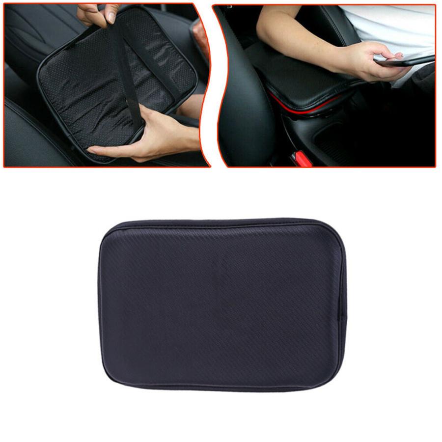 Black PU Leather Car Armrest Pad Center Console Box Cushion Mat Cover Protector